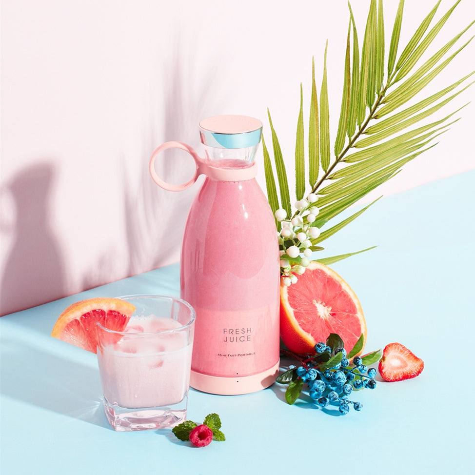 350ML electric juicer blender mixer USB rechargeable portable kitchen tool in white and pink colors